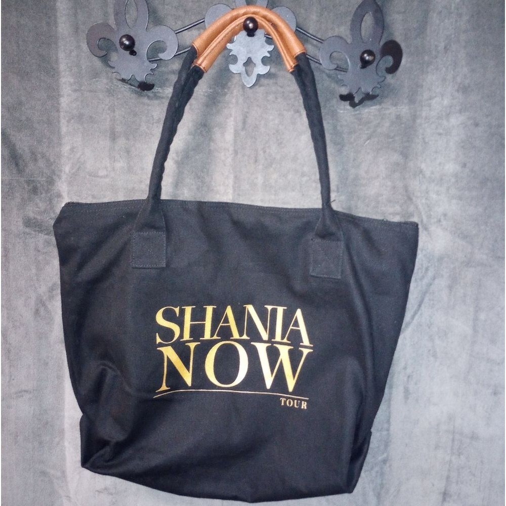 Shania Twain "Shania Now Tour" VIP Black Canvas Tote Bag Leather Handles EUC